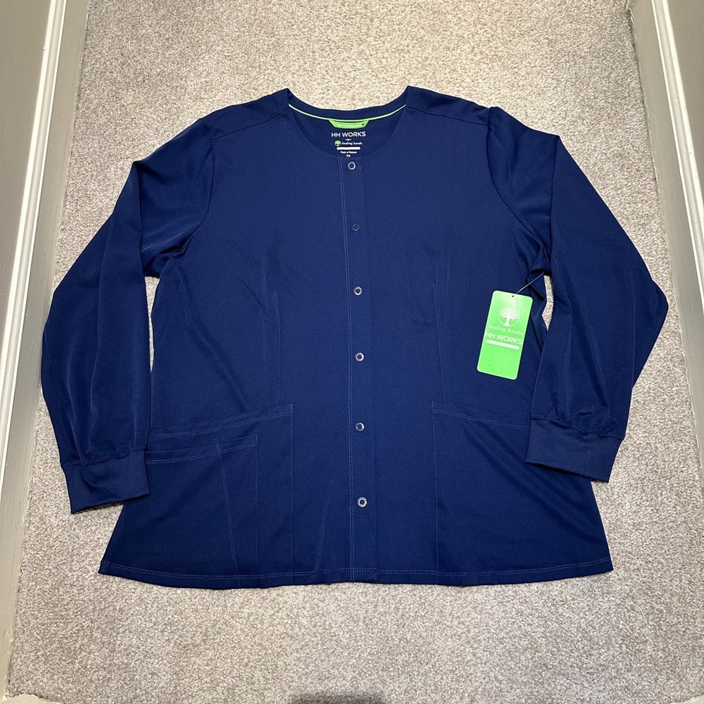 Healing Hands HH Works navy blue Megan scrub jacket sz 2X XXL NWT style #5500